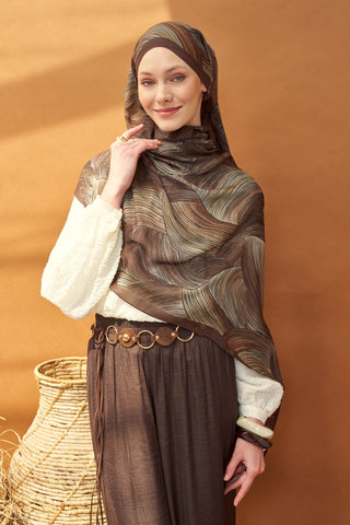 Riva Şal Tencel Flow Çikolata Kahve - Riva Şal - | Silk Home