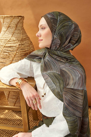 Riva Şal Tencel Flow Kahverengi - Riva Şal - | Silk Home