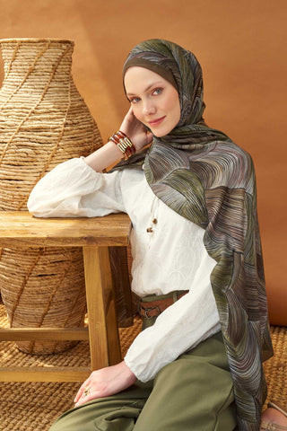 Riva Şal Tencel Flow Kahverengi - Riva Şal - | Silk Home