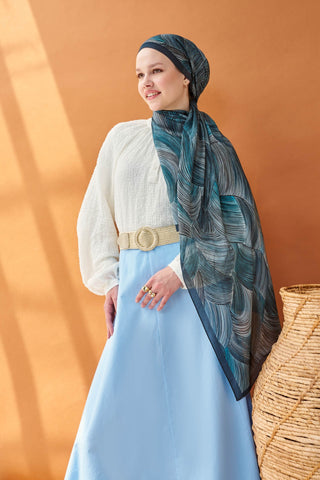 Riva Şal Tencel Flow Mavi - Riva Şal - | Silk Home