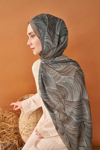 Riva Şal Tencel Flow Mavi Gri - Riva Şal - | Silk Home