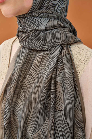 Riva Şal Tencel Flow Mavi Gri - Riva Şal - | Silk Home