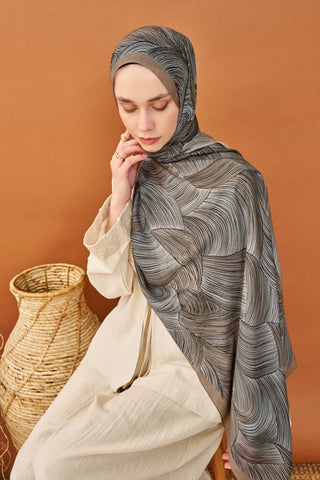 Riva Şal Tencel Flow Mavi Gri - Riva Şal - | Silk Home