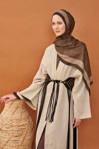 Riva Şal Tencel Güpür Desen Acı Kahve - Riva Şal - | Silk Home