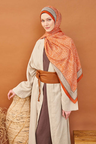 Riva Şal Tencel Güpür Desen Açık Turuncu - Riva Şal - | Silk Home