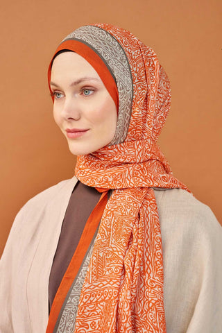 Riva Şal Tencel Güpür Desen Açık Turuncu - Riva Şal - | Silk Home