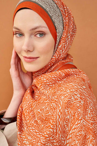 Riva Şal Tencel Güpür Desen Açık Turuncu - Riva Şal - | Silk Home