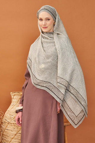 Riva Şal Tencel Güpür Desen Gri - Riva Şal - | Silk Home