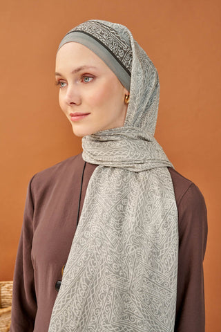 Riva Şal Tencel Güpür Desen Gri - Riva Şal - | Silk Home