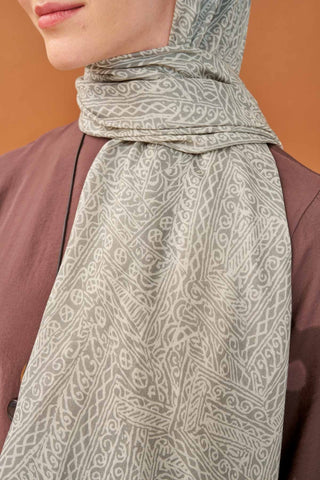 Riva Şal Tencel Güpür Desen Gri - Riva Şal - | Silk Home