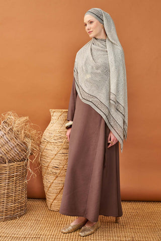 Riva Şal Tencel Güpür Desen Gri - Riva Şal - | Silk Home