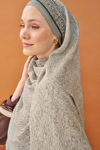 Riva Şal Tencel Güpür Desen Gri - Riva Şal - | Silk Home
