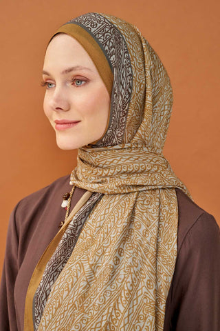 Riva Şal Tencel Güpür Desen Karamel - Riva Şal - | Silk Home