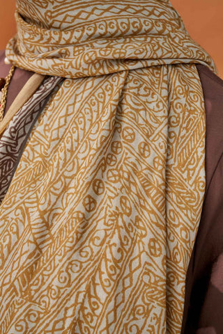 Riva Şal Tencel Güpür Desen Karamel - Riva Şal - | Silk Home