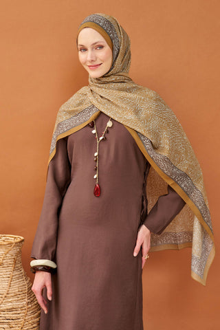 Riva Şal Tencel Güpür Desen Karamel - Riva Şal - | Silk Home