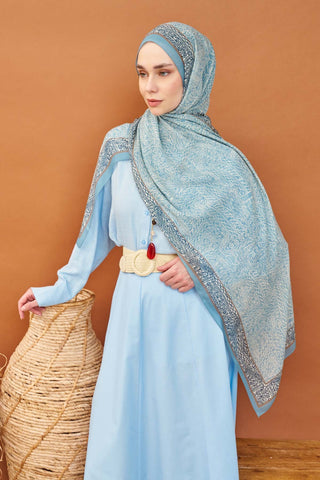 Riva Şal Tencel Güpür Desen Mavi - Riva Şal - | Silk Home