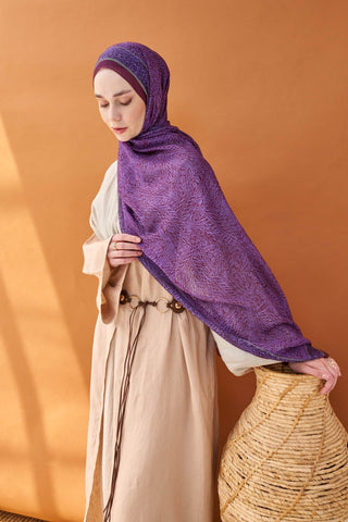 Riva Şal Tencel Güpür Desen Mor - Riva Şal - | Silk Home