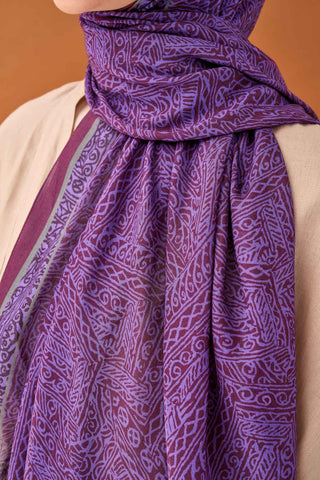 Riva Şal Tencel Güpür Desen Mor - Riva Şal - | Silk Home