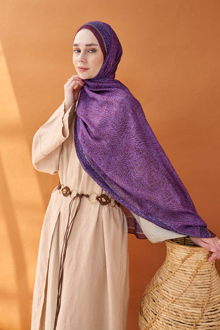 Riva Şal Tencel Güpür Desen Mor - Riva Şal - | Silk Home
