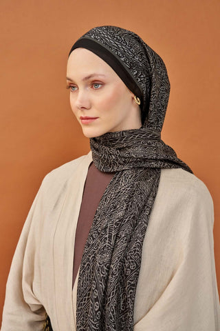 Riva Şal Tencel Güpür Desen Siyah - Riva Şal - | Silk Home