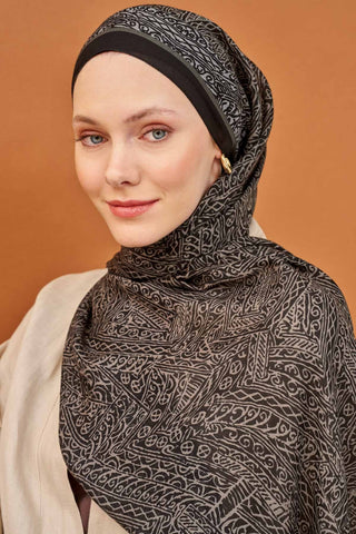Riva Şal Tencel Güpür Desen Siyah - Riva Şal - | Silk Home