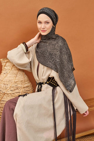 Riva Şal Tencel Güpür Desen Siyah - Riva Şal - | Silk Home