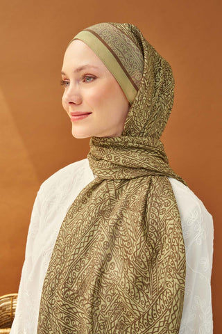 Riva Şal Tencel Güpür Desen Su Yeşili - Riva Şal - | Silk Home