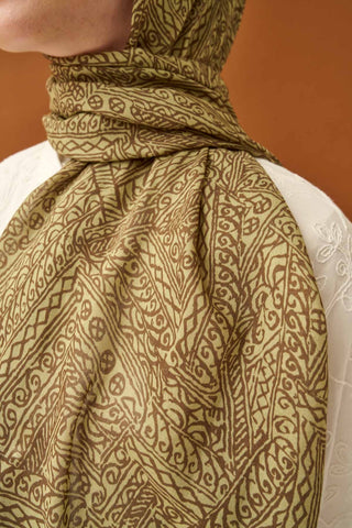 Riva Şal Tencel Güpür Desen Su Yeşili - Riva Şal - | Silk Home