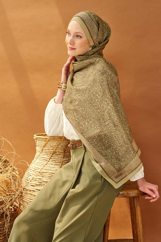 Riva Şal Tencel Güpür Desen Su Yeşili - Riva Şal - | Silk Home