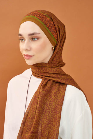 Riva Şal Tencel Güpür Desen Taba - Riva Şal - | Silk Home