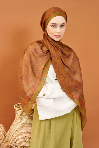 Riva Şal Tencel Güpür Desen Taba - Riva Şal - | Silk Home