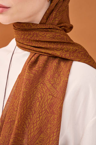 Riva Şal Tencel Güpür Desen Taba - Riva Şal - | Silk Home