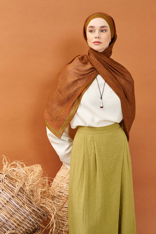 Riva Şal Tencel Güpür Desen Taba - Riva Şal - | Silk Home