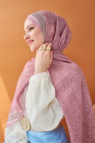 Riva Şal Tencel Güpür Desen Tozpembe - Riva Şal - | Silk Home