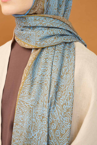Riva Şal Tencel Güpür Desen Yeşil Kahve - Riva Şal - | Silk Home