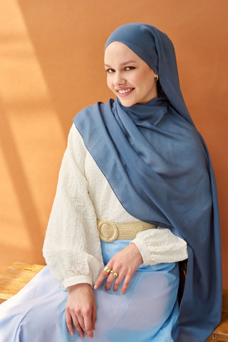 Riva Şal Tencel İndigo - Riva Şal - | Silk Home