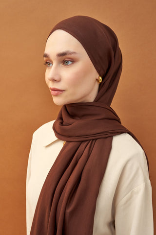 Riva Şal Tencel Kahverengi - Riva Şal - | Silk Home
