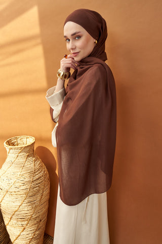 Riva Şal Tencel Kahverengi - Riva Şal - | Silk Home
