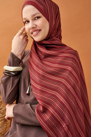 Riva Şal Tencel Line Bordo - Riva Şal - | Silk Home