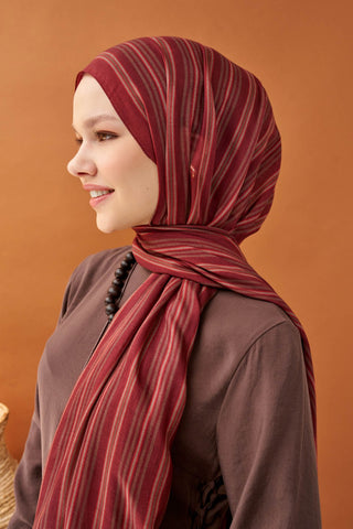 Riva Şal Tencel Line Bordo - Riva Şal - | Silk Home