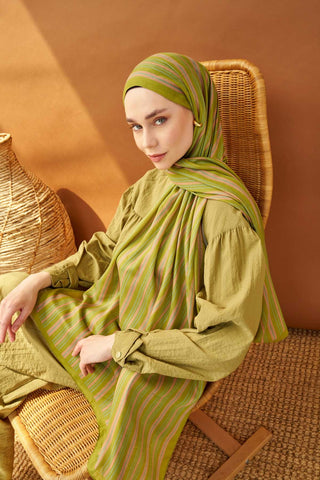 Riva Şal Tencel Line Fıstık Yeşili - Riva Şal - | Silk Home
