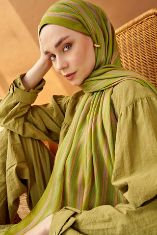 Riva Şal Tencel Line Fıstık Yeşili - Riva Şal - | Silk Home