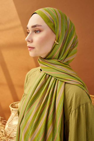 Riva Şal Tencel Line Fıstık Yeşili - Riva Şal - | Silk Home