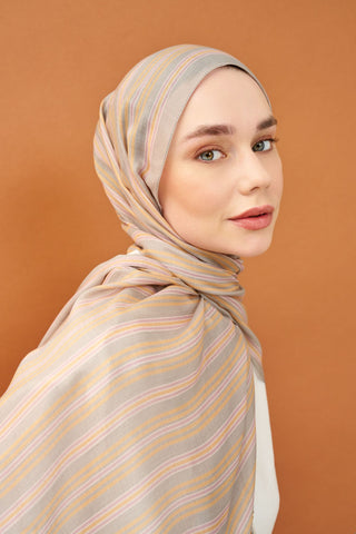 Riva Şal Tencel Line Gri - Riva Şal - | Silk Home