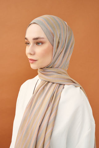 Riva Şal Tencel Line Gri - Riva Şal - | Silk Home