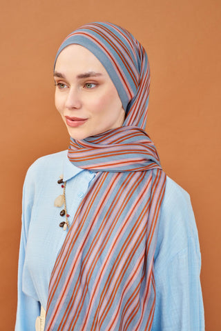 Riva Şal Tencel Line İndigo - Riva Şal - | Silk Home
