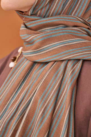 Riva Şal Tencel Line Kahverengi - Riva Şal - | Silk Home