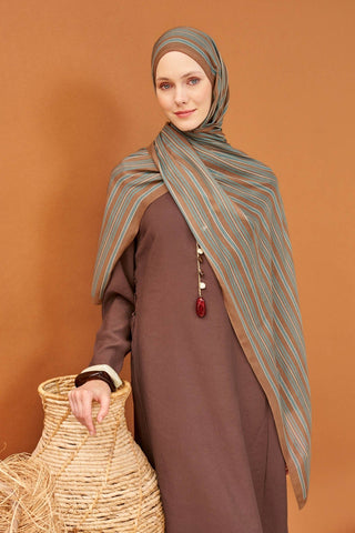 Riva Şal Tencel Line Kahverengi - Riva Şal - | Silk Home