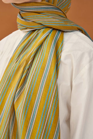 Riva Şal Tencel Line Koyu Hardal - Riva Şal - | Silk Home