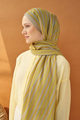 Riva Şal Tencel Line Sarı - Riva Şal - | Silk Home